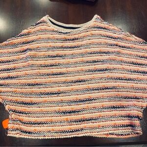 Anthropologie  Pink and Blue Crew Neck Sweater